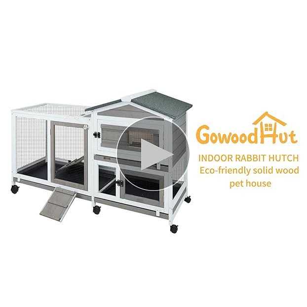 Gowoodhut Rabbit Hutch Indoor Outdoor 2 Story Bunny Cage with 3 No Leak Trays,55.31 L Guinea Pig Cages Rabbit Cage with 6 Wheels for Guinea Pig - Pet Supplies online store