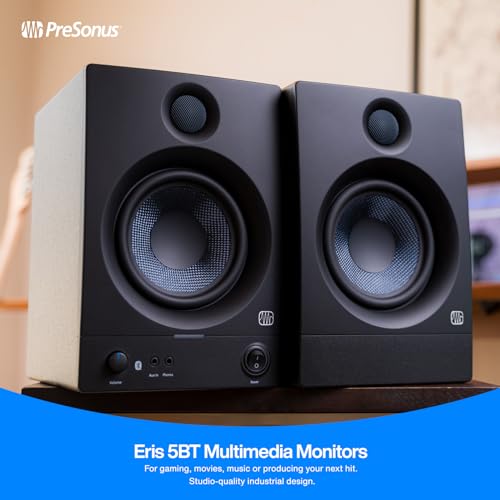 PreSonus Eris 3.5BT Bluetooth Studio Monitors, Pair — Powered, Active Monitor Speakers for Desktop, Turntable, Record Player, Bookshelf, DJ Speakers