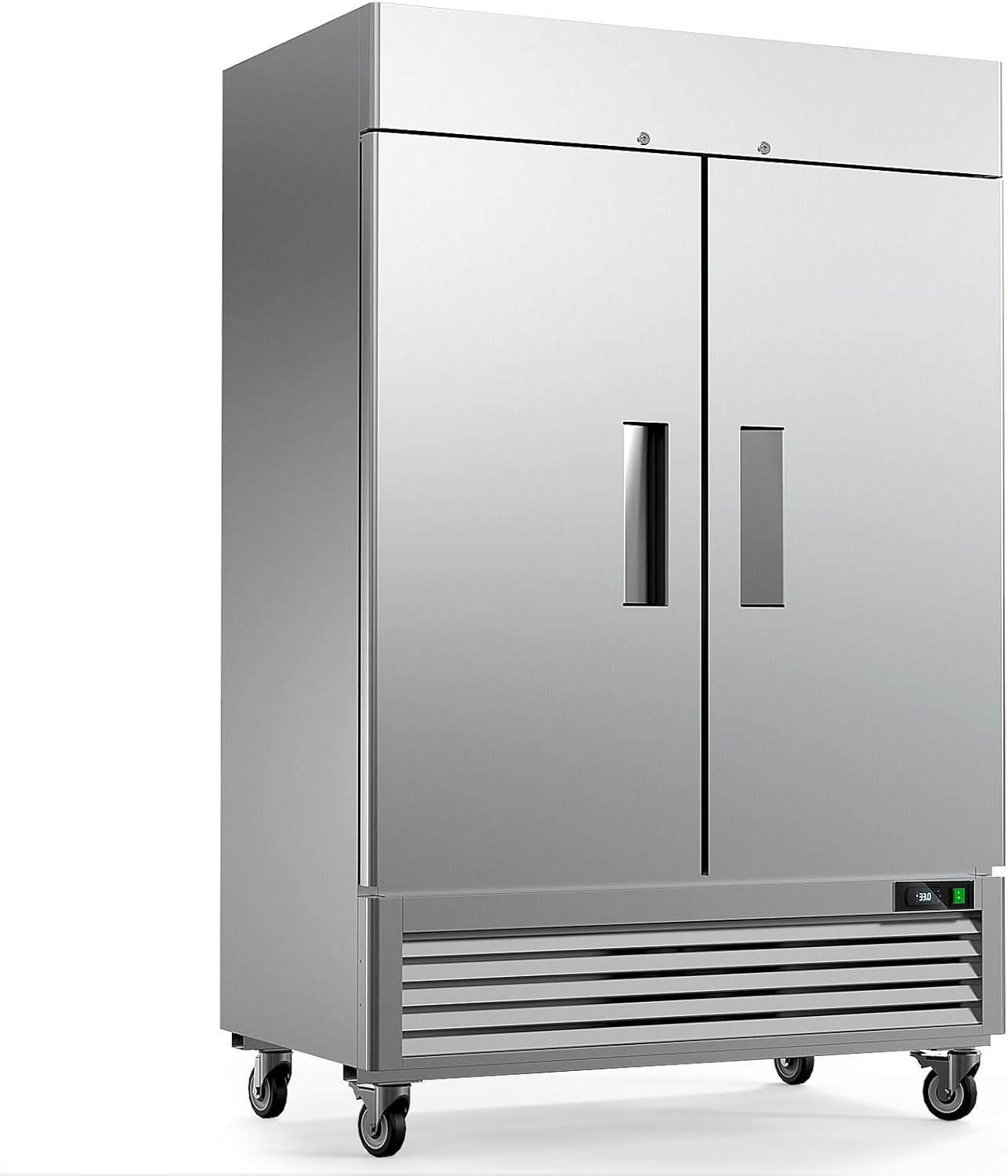 54" Commercial Refrigerators 2 Door Stainless Steel Reach in Refrigerator, 49 Cu.Ft Air Cooler Bottom Mount Fridge with 8 Shelves for Restaurant Kitchen Cafe Garage, ETL NSF Approved
