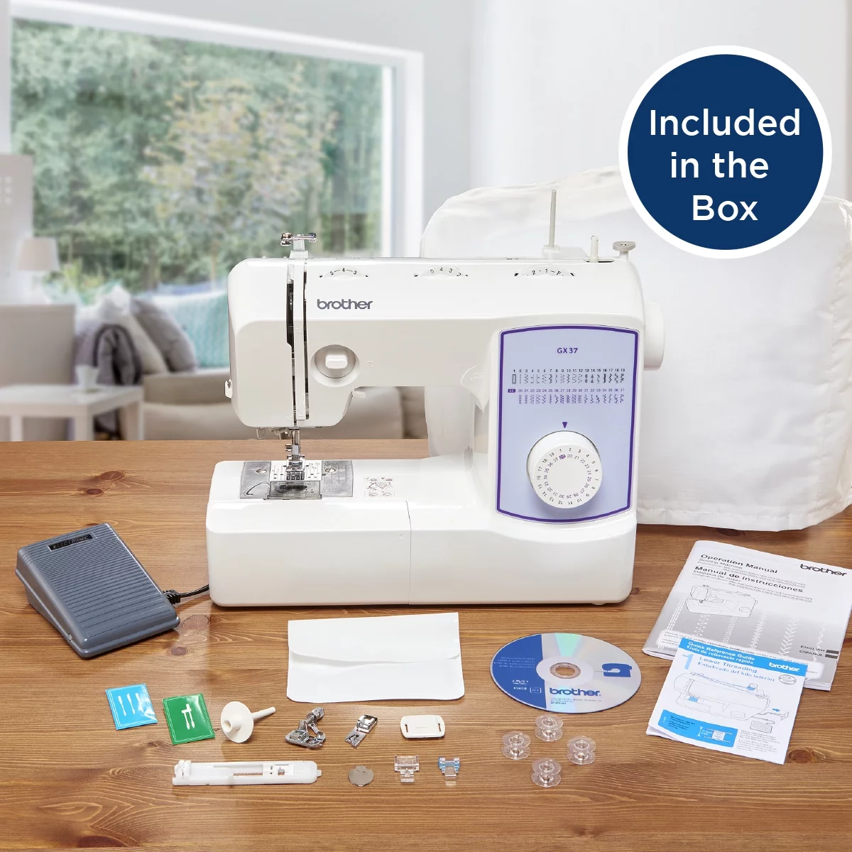 Brother GX37 Lightweight Portable Mechanical Sewing Machine with 37 Built-In Stitches