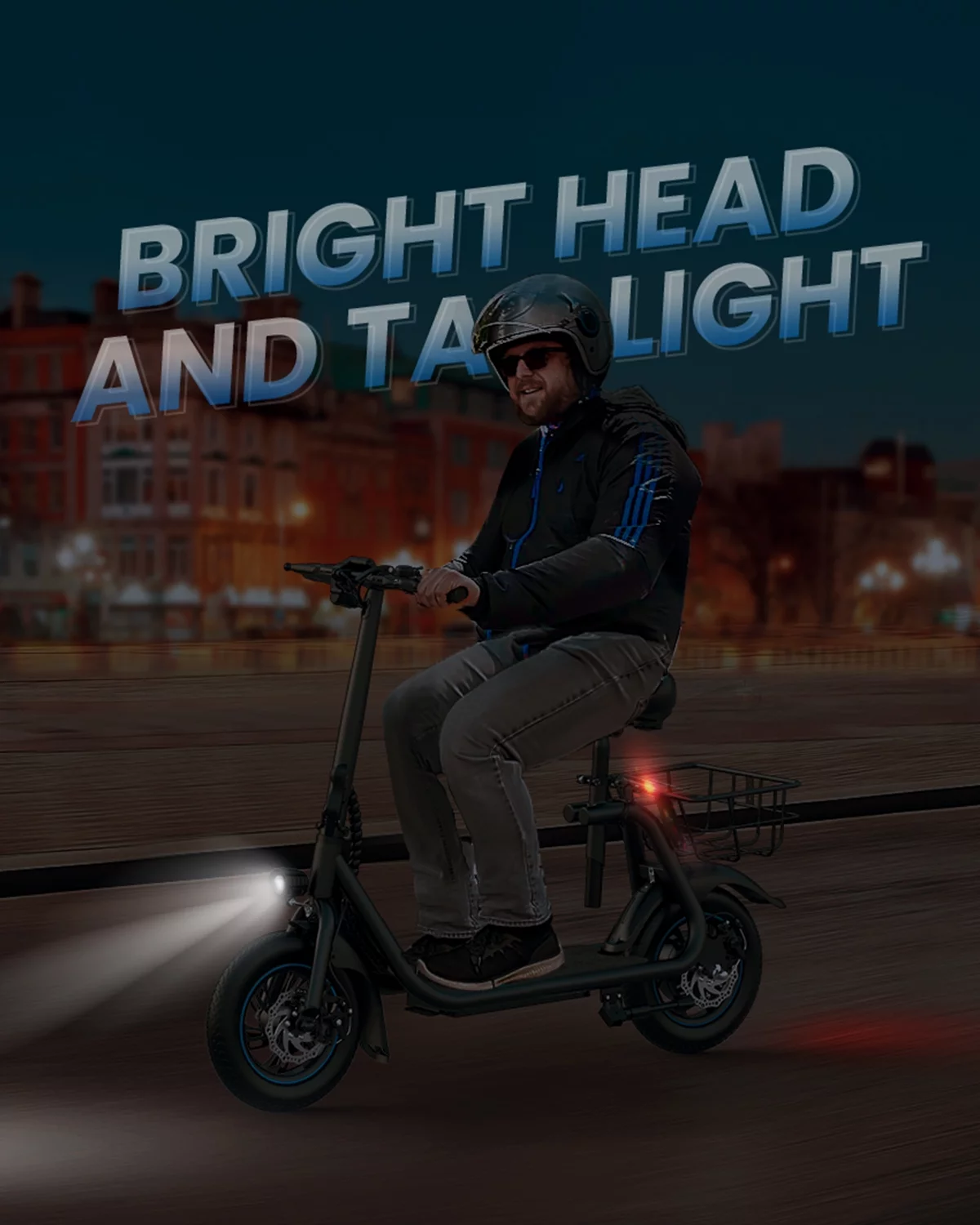 Kistp 450W 12" Electric Commuter Scooter with Seat & Basket for Adults - 21 Miles Range, 15.5 MPH