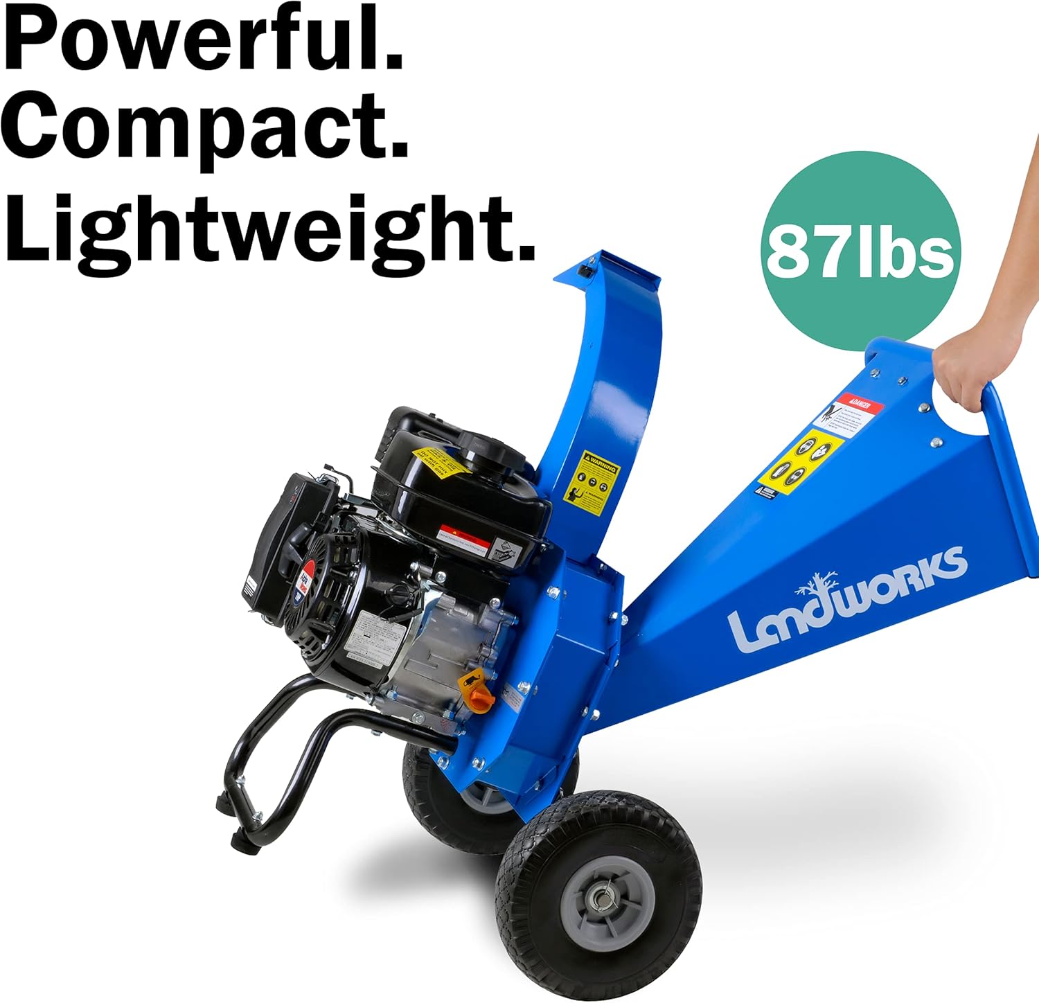 Landworks Mini Wood Chipper Shredder Mulcher Heavy Duty 7HP Compact Design 3 Inch Max Capacity