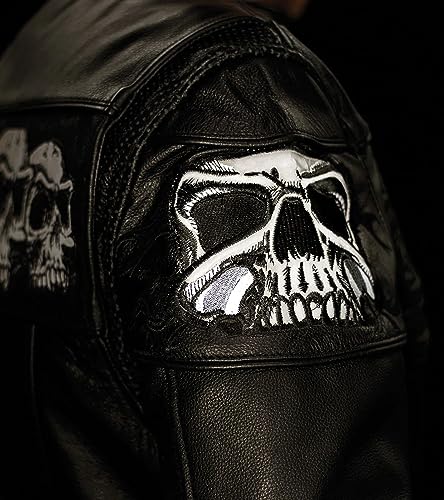 First Mfg Co - Savage Skulls - Men's Motorcycle Biker Riding Black Leather Jacket