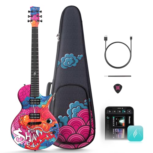 Enya Electric Guitar Inspire 39" Smart Electric Carbon Fiber Guitarra with 15W Wireless Speaker, 20 Distinct Tones, Onboard Presets, Charging Cable, Adjusting Wrench, and Gig Bag