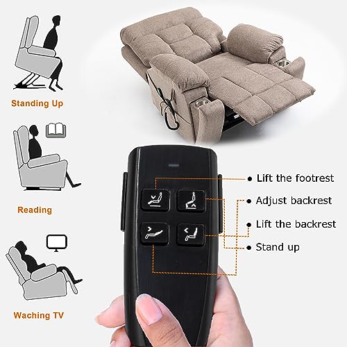 Power Lift Chair Lay Flat Recliner Infinite Position Electric Dual Motor Stand Up Lift Chair with Massage and Heat for Adults,Heavy Duty Recliners with 2 Remote Controls and Two Cup Holders