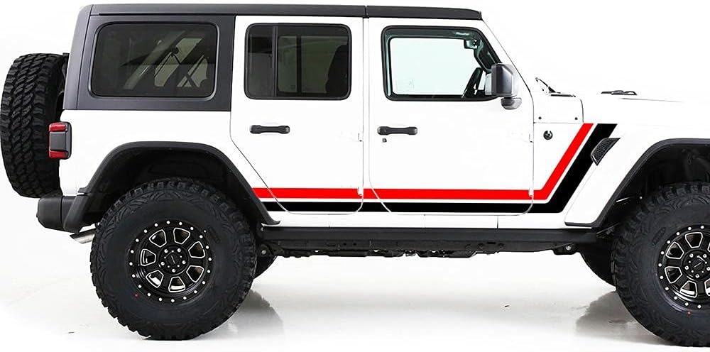 Retro Door Stripes Graphics Vinyl Decals Compatible with Jeep JL Wrangler (Yellow-Orange)