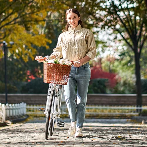 Viribus Beach Cruiser Bike for Women, Womens Bike 24 26 inch, Cruiser Bike with Basket 1 Speed, Bicycle Bike for Short Women, Step Through Bike, Commuting Bike, Adult Bicycles for Women