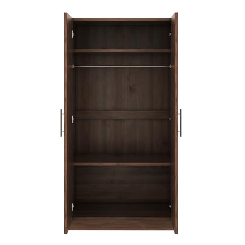 4 Door Wardrobe Closet, Wooden Wardrobe Closet Cabinet with 2 Drawers, Bedroom Armoires with Hanging Rod Shelf, Freestanding Wardrobe Cabinet for Bedroom, Guest Room (Black, 4-Doors 2 Drawers)