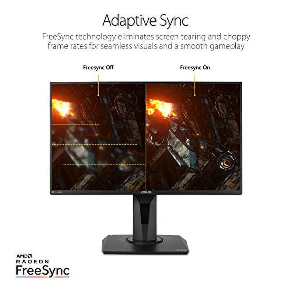ASUS TUF Gaming 25" 1080P Monitor (VG259Q) - Full HD, IPS, 144Hz, 1ms, Extreme Low Motion Blur, Speaker, Adaptive-Sync, G-SYNC Compatible, VESA Mountable, DisplayPort, HDMI, Height Tilt Adjustable