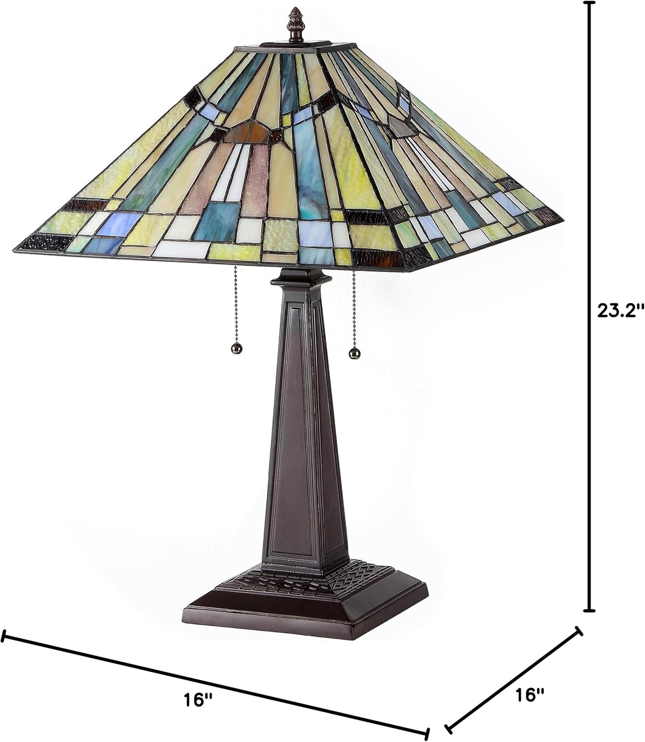 Tiffany-Style 2 Light Mission Table Lamp 16" Shade