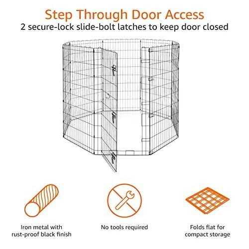 Basics Foldable Metal Pet Dog Exercise Fence Pen with Gate - Pet Supplies online store