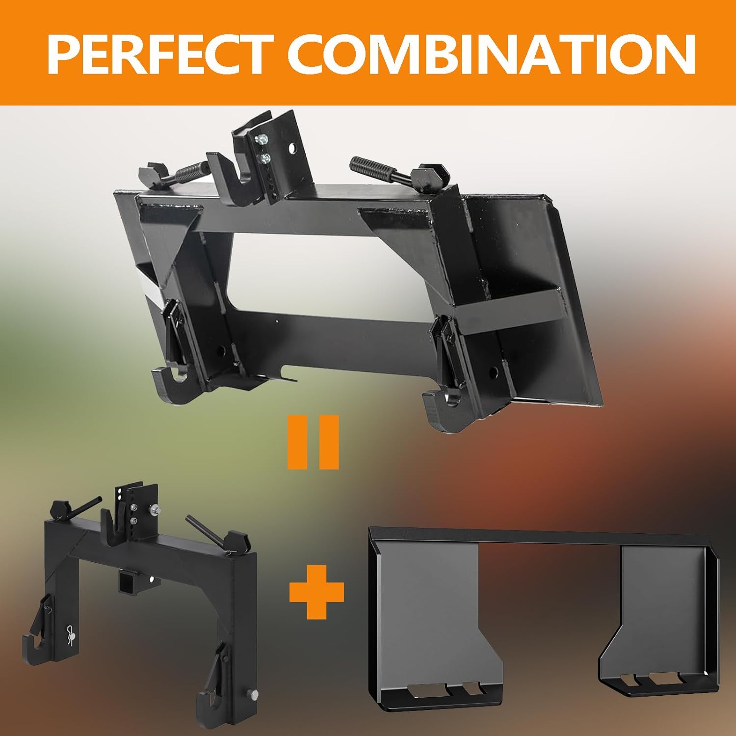 Front Loader Tractor Quick Hitch Adapter Cat 1 Conversion, Modified 3-Point Attachment for Category 1, Adapter to Convert Skid Steer Attachment Plate to 3 Point Quick Hitch