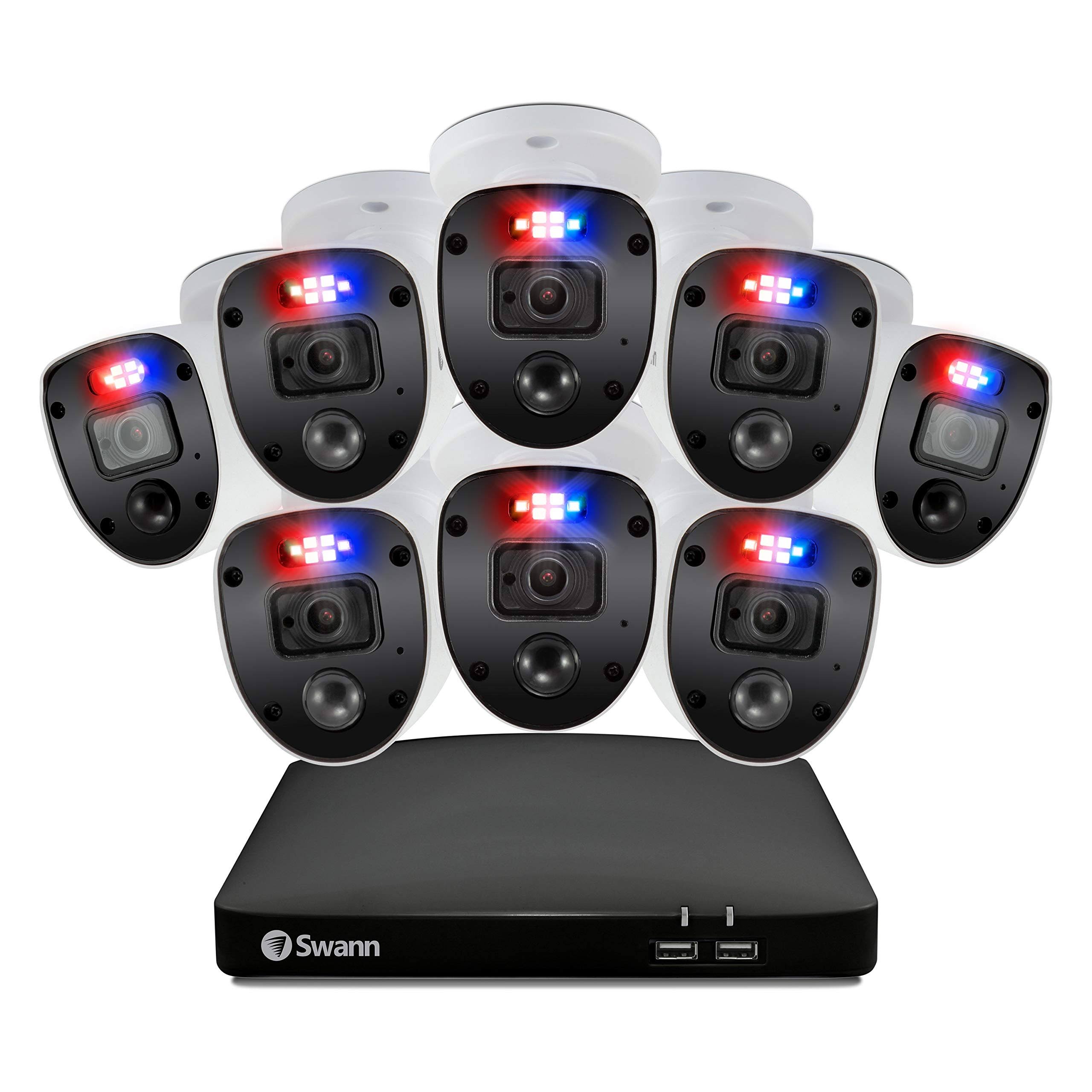Swann Home Security Camera System 8 Channel 8 Cameras DVR Cctv, Wired Surveillance 1080p Full HD + 1TB Hdd, Color Night Vision, Heat & Motion