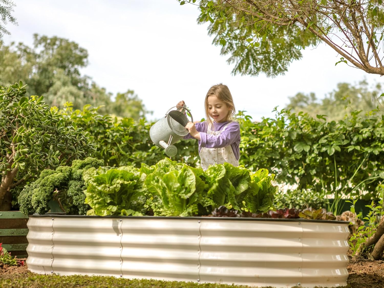 Galvanized Raised Garden Beds Outdoor // 4×2×1 ft & 8×4×1 ft Planter Raised Beds for Gardening, Vegetables, Flowers // Large Metal Garden Box (White) // Patent Pending Tool-Free Assembly