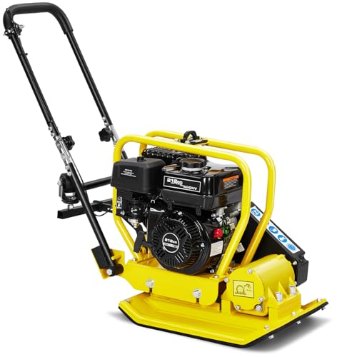 Plate Compactor, 7.0HP 212cc Gas Engine 5760 VPM, 4500LBS Compaction Force, 20x15 Inch Plate, Power Vibratory Soil Tamper Compactor Machine, EPA Compliant
