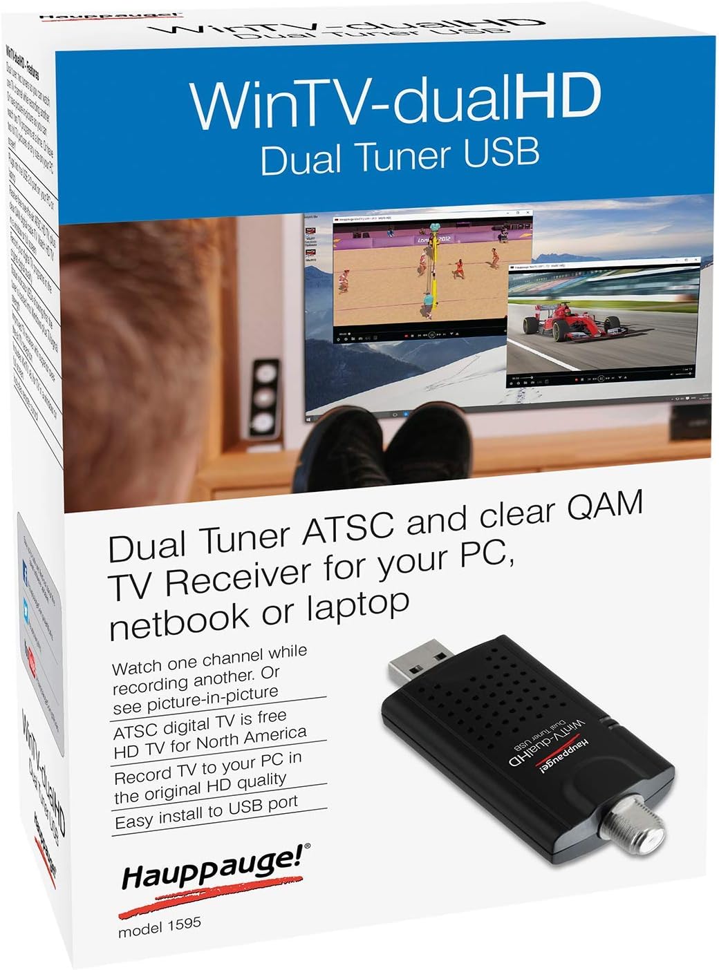 HAUPPAUGE WinTV-DualHD Dual USB 2.0 HD TV Tuner for Windows PC 1595,Black Pack of 2