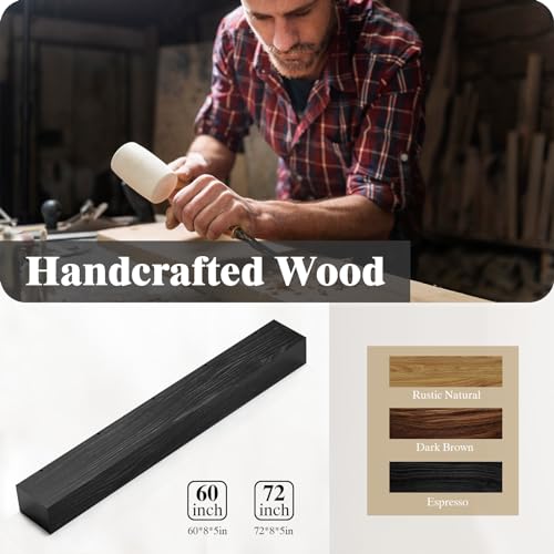 Fireplace Mantel Shelf 72", Rustic Wood Mantles for Over Fireplace, Handcrafted Floating Mantel Shelf, Wall Mounted Farmhouse Decor, with Brushed Surface Workmanship(72Lx8Dx5H, Rustic Natural)