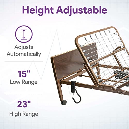 Full Electric Hospital Bed for Home Use with Foam Mattress and Half Rails - Medical Bed for Long Term Care and Medical Facilities - 36" x 80", Adjustable Height Range and Hi Lo
