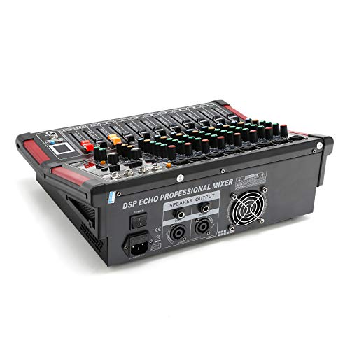 8 Channel Powered Mixer Professional Mixing Amplifier 16DSP TRS USB Bluetooth Home Recording