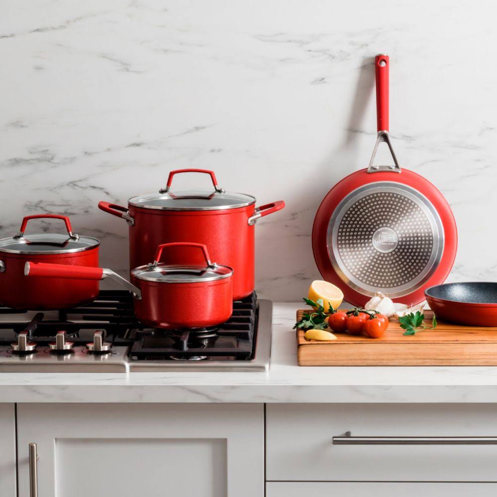 Ninja - Foodi NeverStick Vivid 8-Piece Cookware Set - Crimson Red