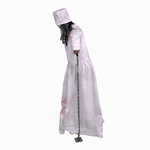 Haunted Hill Farm Life-Size 2.9-Ft Animatronic Gravely Granny by Tekky Halloween Decoration with Motion-Activated Sounds