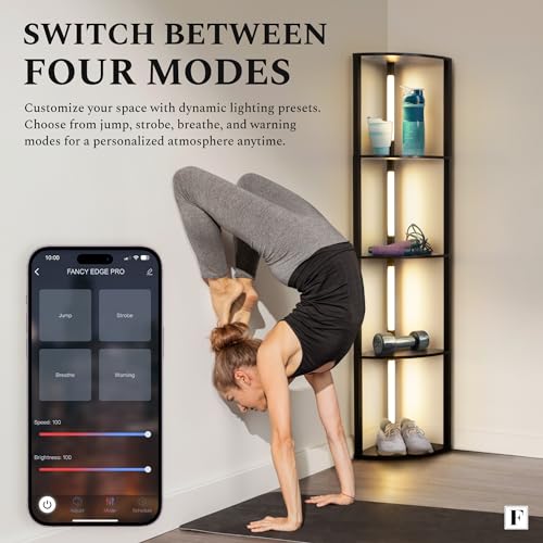 FENLO Fancy - LED Display Shelf with Dimmable Lights, LED Shelf Floor Lamps for Living Room, Sturdy Corner Shelf Curio Cabinet Display, Tall Floor Lamps with Shelves