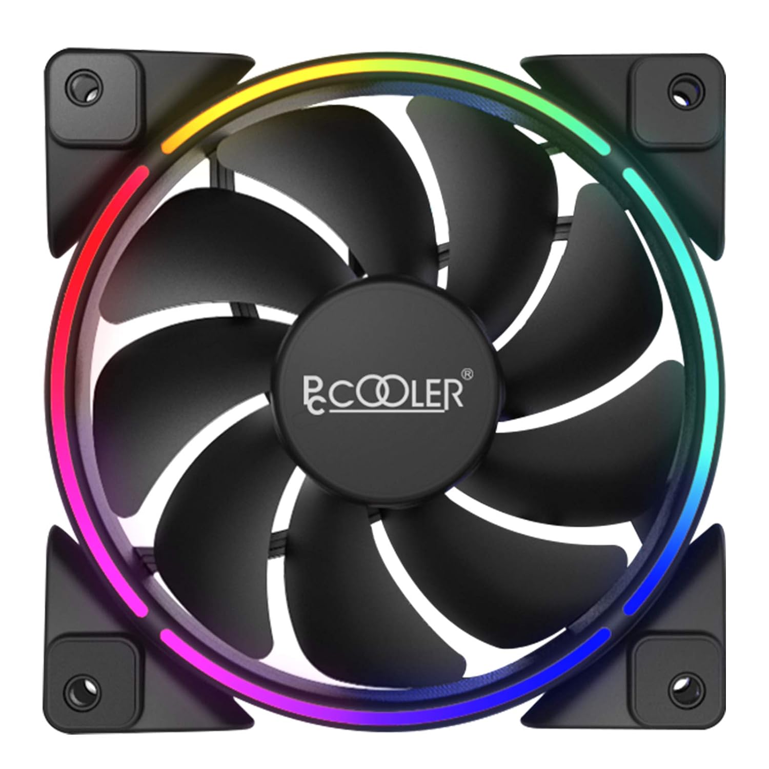 PCCOOLER 120mm Case Fan Dawn Series, 3M120HALO LED RGB Silent Fans - Advanced Lighting Customizations with 7 Colors&10 Lighting Modes - PWM High Performance Cooling Fan for PC Case Computer Fan