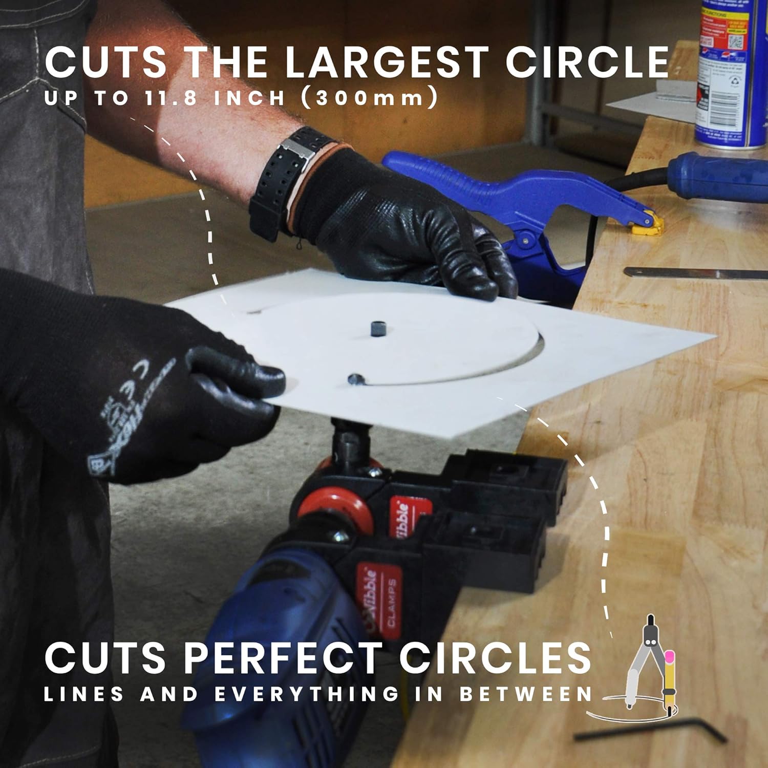 CaNibble Professional Nibbler with Straight & Circle Cutting Attachment Attaches to Drills for Multi-Directional Cutting