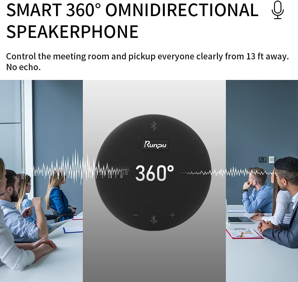 Runpu Video Conference System Bundle =2.4G Wireless Conference Speaker+HD1080P Conference Room Camera for Business Meeting Room