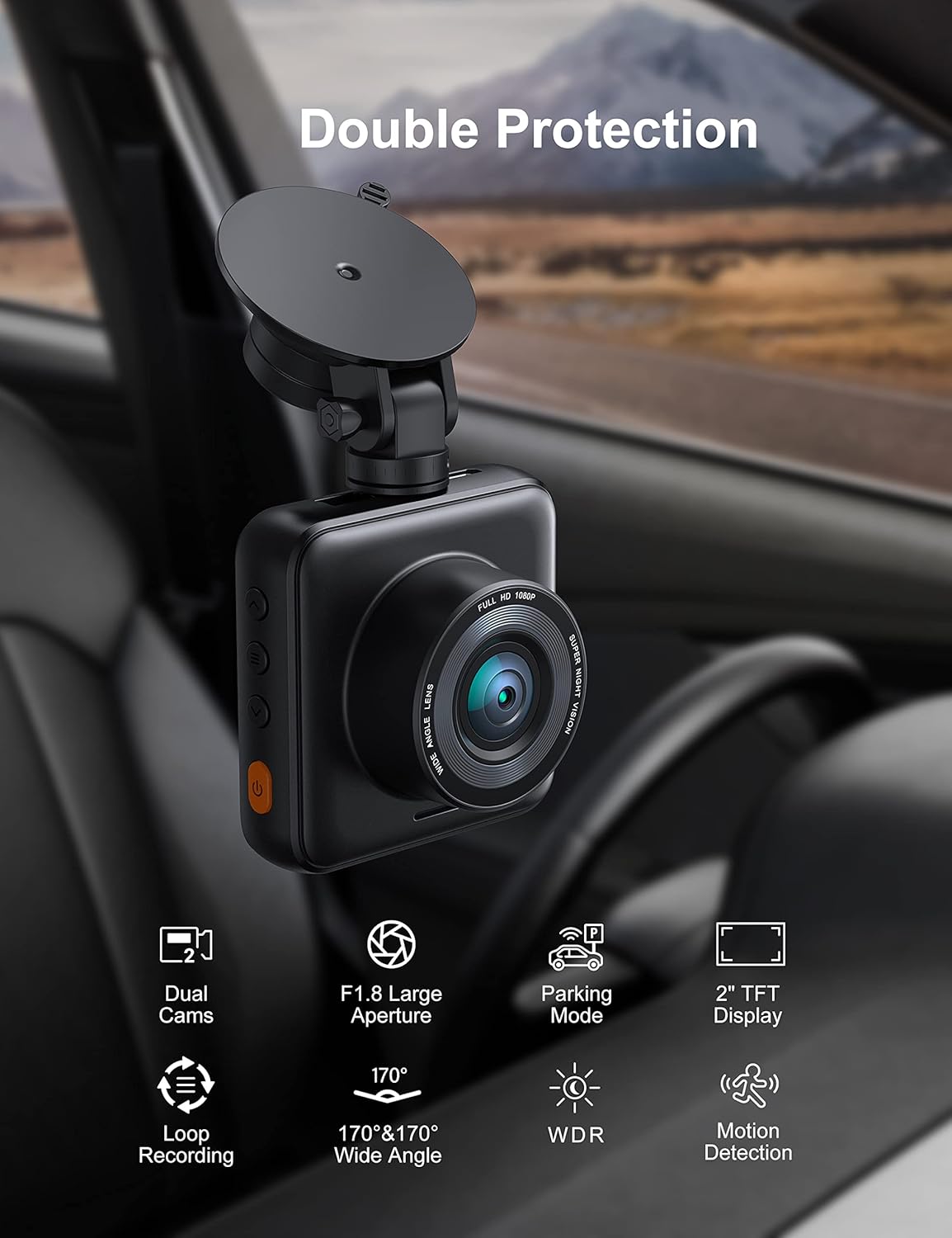 iZEEKER Dash Cam Front and Rear with SD Card 1080P Full HD Car Camera Dual Lens Dashcam for Cars 170°Wide Angle Driving Recorder with G-Sensor, Parking Monitor, Loop Recording, WDR Pack of 2