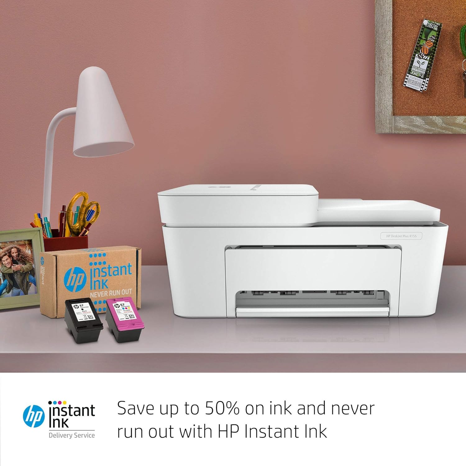 (Renewed) HP DeskJet Plus 4155 Wireless All-in-One Printer | Mobile Print, Scan & Copy | HP Instant Ink Ready | Auto Document Feeder (3XV13A) Pack of 2