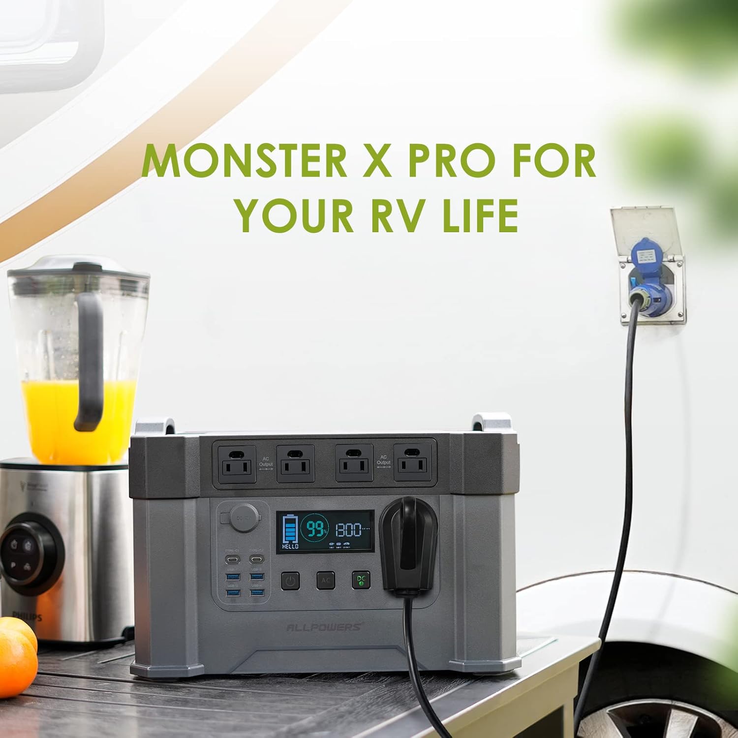 ALLPOWERS Portable Power Station Monster X Pro, 1500Wh MPPT Solar Generator with 4 2400W (4000W Peak) AC Outlets, UPS Function, 30A RV Output for Outdoor Camping Home Use Emergency