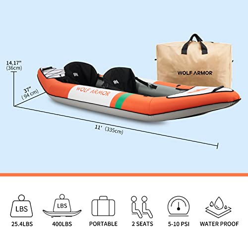 Inflatable Recreational Touring Kayak with EVA Padded Seats, 2 Person Tandem inflatable Kayak with All the Accessories, Lake, River, and Ocean Kayaks Boat for Fishing, Travel, and Adventure
