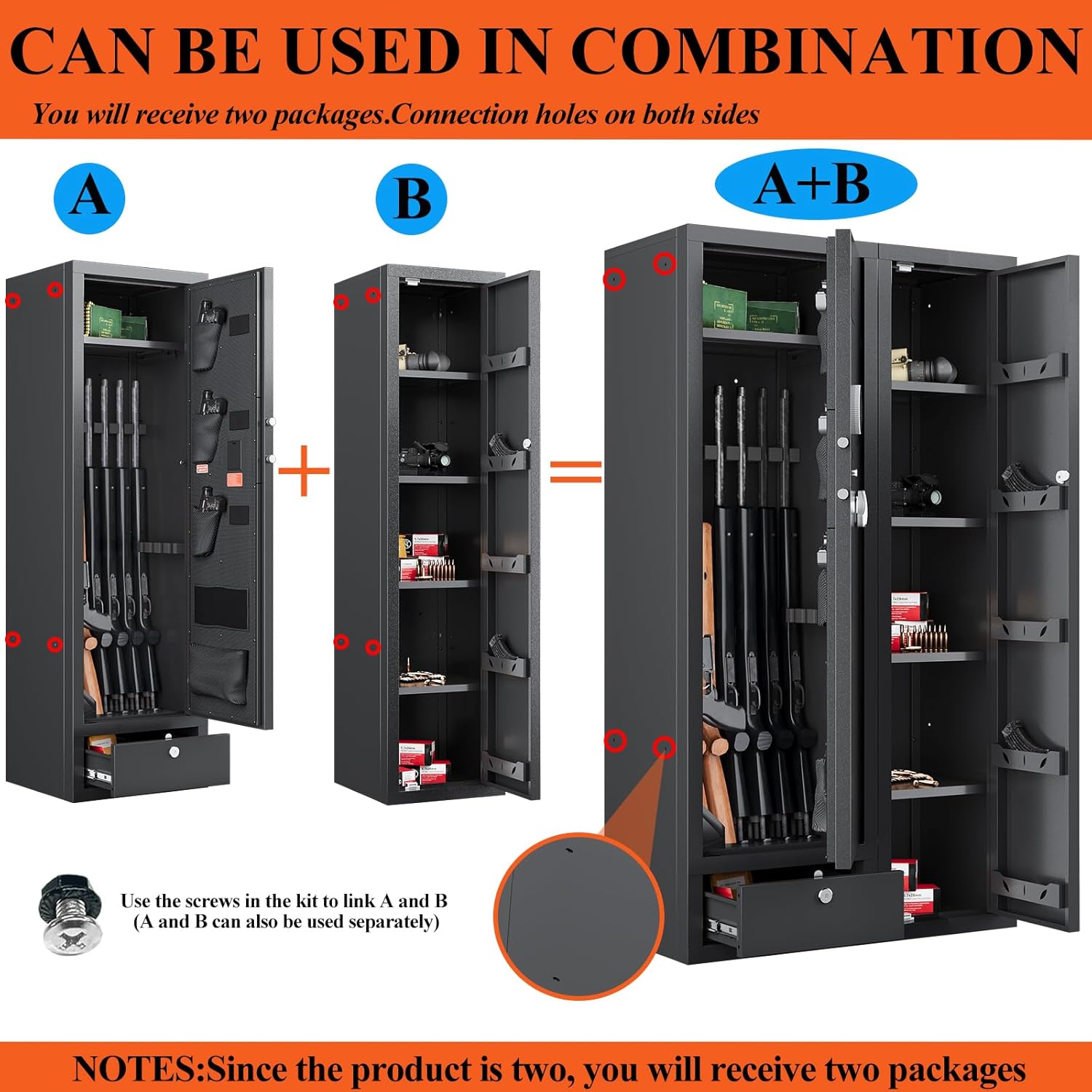15-20 Gun Safe,Large Gun Safes for Home Rifle and Pistols,Rifle Safe,Gun Cabinets for Rifles and Shotguns,Gun Cabinet,Gun Safes & Cabinets with Drawer,3 Gun Mount,Handgun Pockets (1500AB-GUN SAFE)