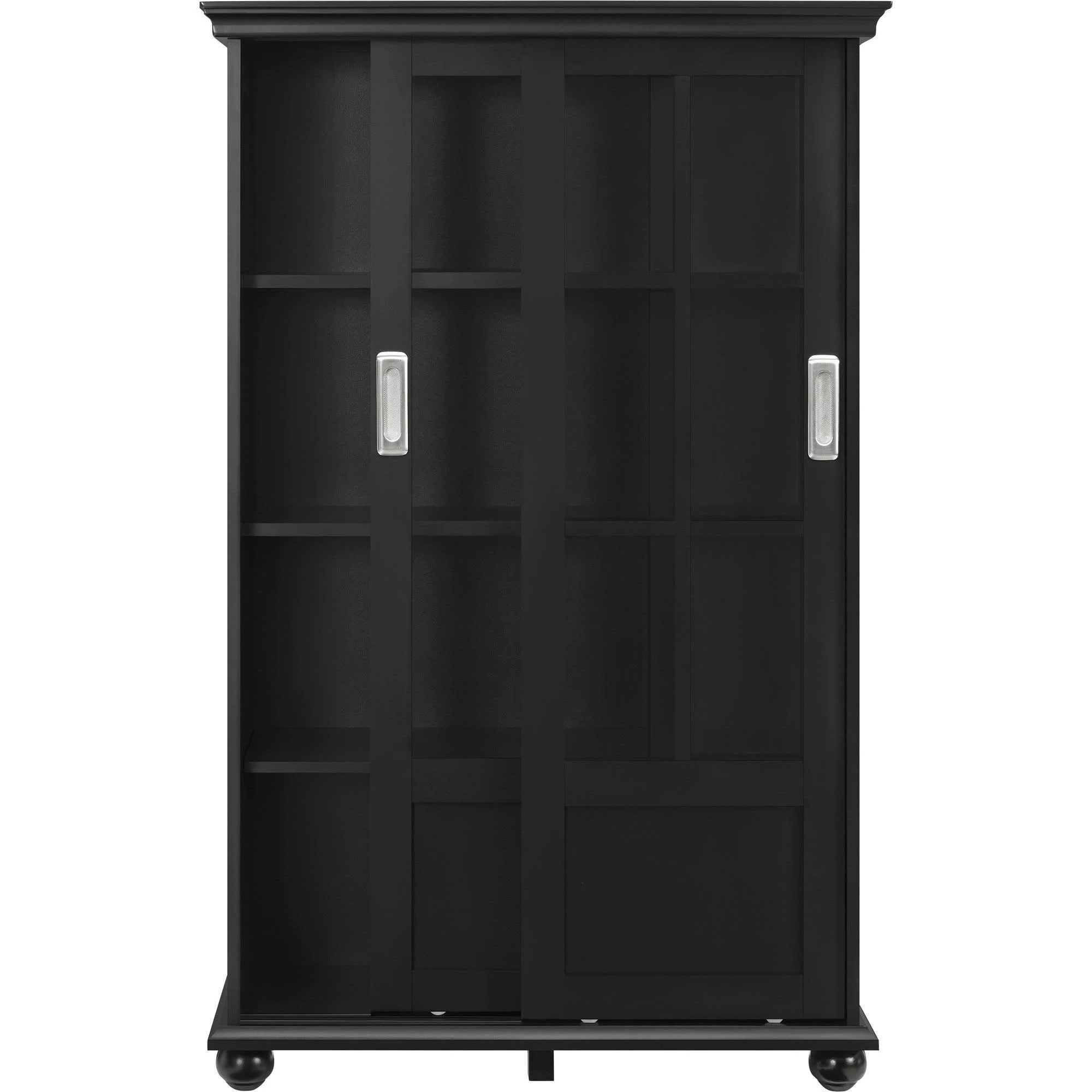 Ameriwood Home Aaron Lane Bookcase with Sliding Glass Doors - Black