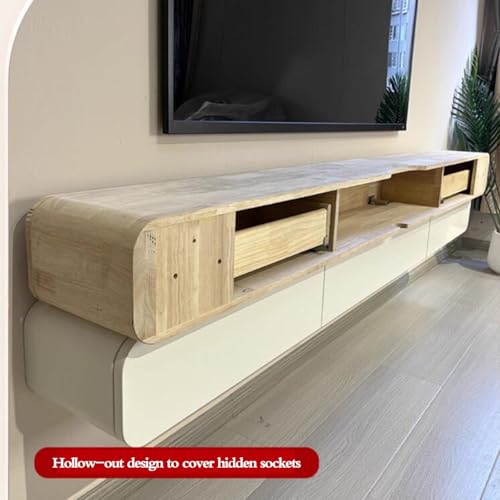 Small Apartment TV Cabinet Floating TV Unit for Living Room Modern Wall-Mounted TV Storage Space-Saving TV Console Wall-Mounted Media Shelf Furniture(Black,180 * 18 * 24cm)