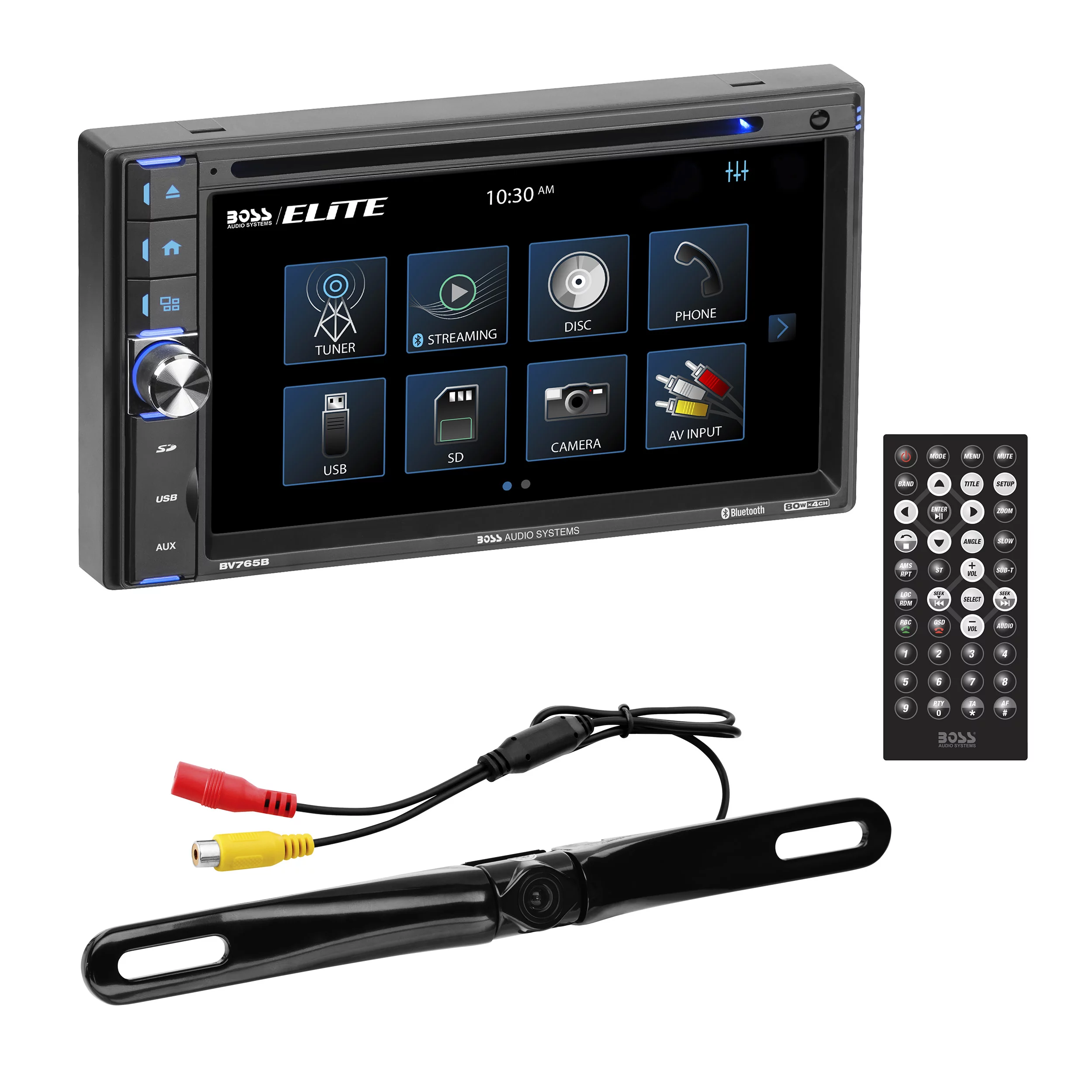 Restored Premium BOSS Audio Systems Elite BV765BLC Car Audio Stereo System 6.5 Inch Double Din, Touchscreen, Bluetooth Audio Calling Head Unit, Radio Receiver, CD Player, Backup Camera, USB (Refurbished)