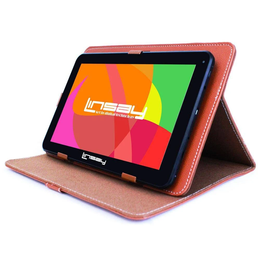 Linsay 10.1-in Wi-Fi Only Android 10 Tablet with Accessories and Case Included | F10XHDBCLBROWN