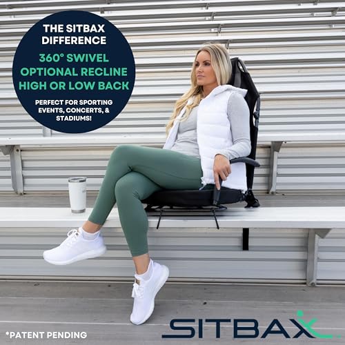 Padded Bleacher Seat – The Ultimate Reclining Stadium Chair with Full Back & Neck Support and 360° Swivel – Lightweight, Foldable, and Portable with Backpack Straps - Patent Pending