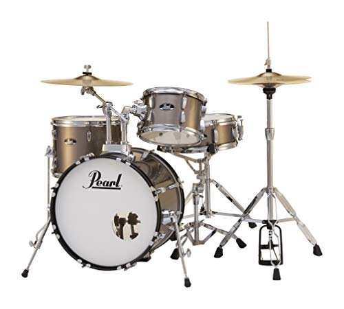 Pearl Roadshow Drum Set 4-Piece Complete Kit with Cymbals and Stands, Charcoal Metallic (RS584C/C706)