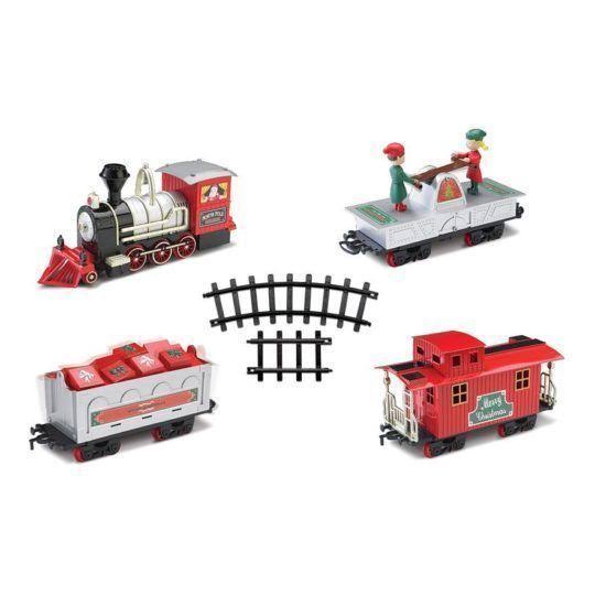 North Pole Junction Christmas Train Set Blue Hat Toy Co 20& Track Light Sound