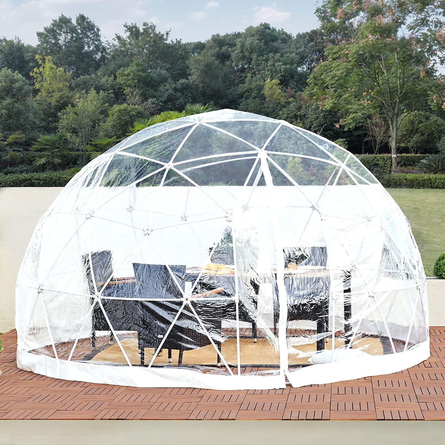 Bubble Tent Dome House Camping 12ft, Garden Outdoor Clear Shelter Geodesic 5-7 Person for Backyard Patios, Canopy Gazebos Screen House Room Lean to Greenhouse