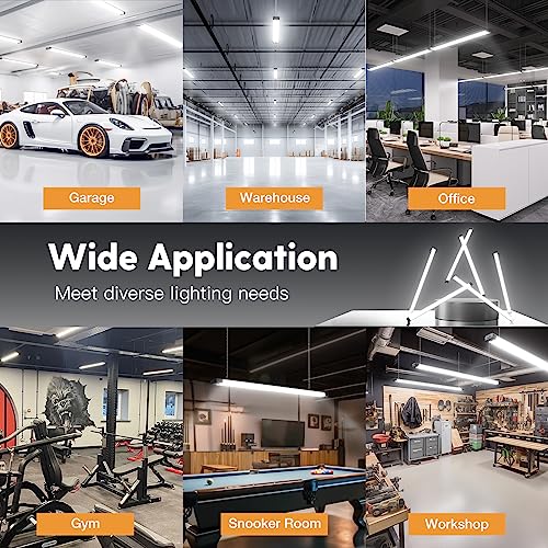 BBOUNDER 12 Pack Linkable LED Shop Light with Reflector, Super Bright 5000K Daylight, 4400 LM, 4 FT, 48 Inch Integrated Fixture for Garage, 40W Equivalent 250W, Surface & Suspension Mount, White