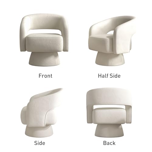 Bonzy Home Swivel Barrel Chair, Set of 2 Velvet Accent Armchair 360 Degree Swivel Club Chair for Living Room Bedroom Reception Room, Beige