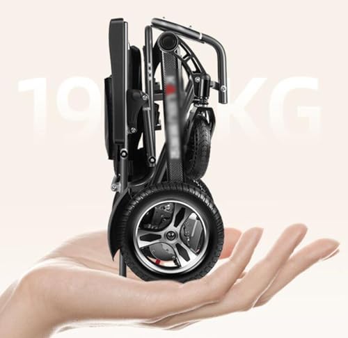 Intelligent Power Wheelchairs Foldable Electric Wheelchairs for Adults 360° Joystick Control -12.4 mi Cruise Range-All Terrain Electric Wheelchair Support 300lbs, Airline Approved (Silver)
