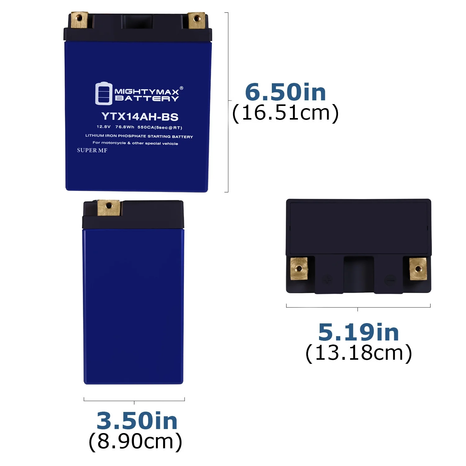 YTX14AH-BS Lithium Replacement Battery compatible with Yamaha XS360 XS400 XV500 Virago