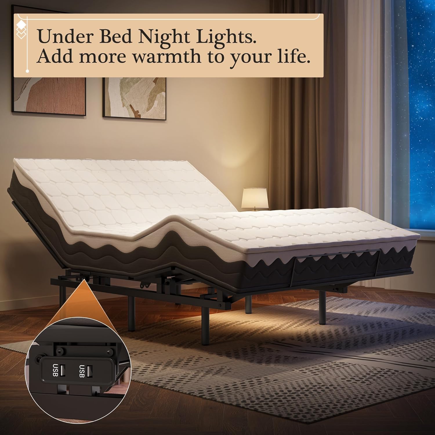 Adjustable Bed Frame -Wireless Remote -Memory Function -Adjustable Bed Base -Head and Foot Lift Incline -Zero Gravity -Quiet Motorfor Lying Down, Reading, Watching TV,Fatigue,Backache[FULL]