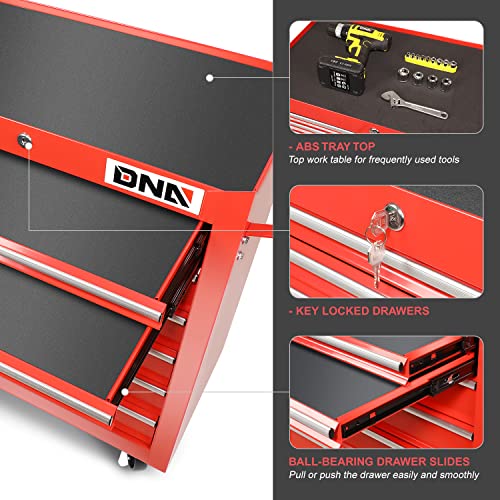DNA MOTORING 7-Drawer Rolling Tool Cabinet Chest with Keyed Locking System Non-Slip Mat, for Garage Warehouse Workshop, Green, TOOLS-00399