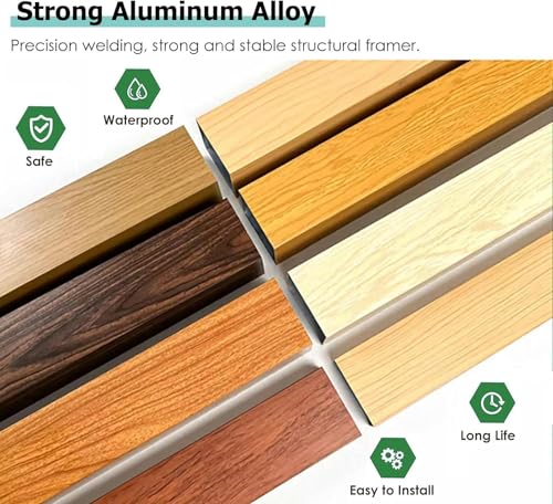 Room Divider Wood Grain Screen Partition Post Aluminum Alloy, Floor to Ceiling Wall Separator with All Accessories, Decorating Bed Entrance Office
