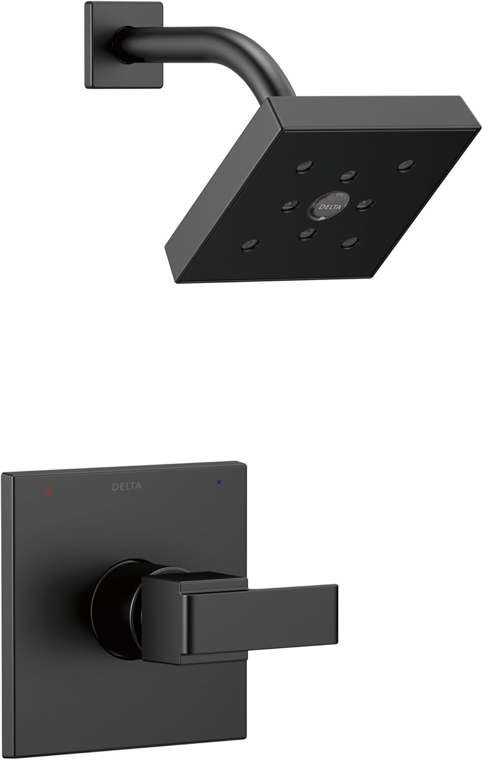 Delta Faucet Ara 14 Series Single-Function Shower Faucet Set, Single-Spray H2Okinetic Shower Head, Black Shower Faucet, Delta Shower Trim Kit, Matte Black T14267-BL (Valve Not Included)
